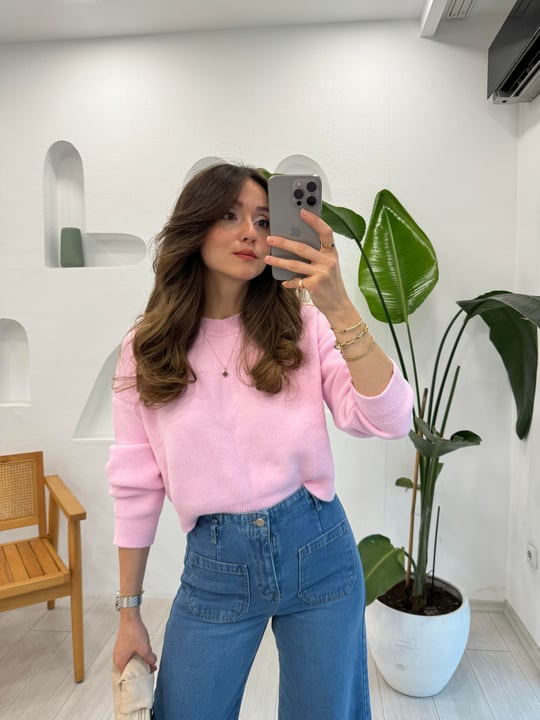 PEMBE 10276 BİSİKLET YAKA KAZAK
