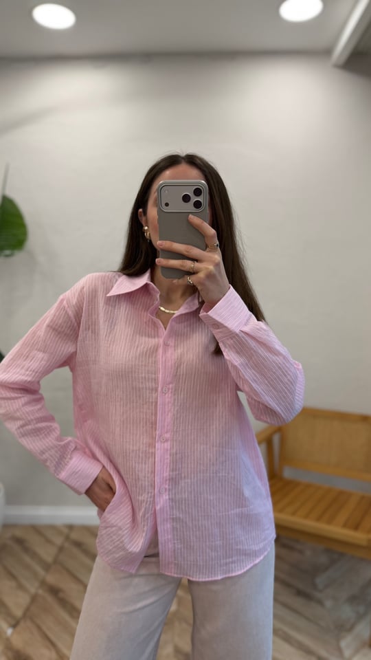 PEMBE 1366 ÇİZGİLİ GÖMLEK 