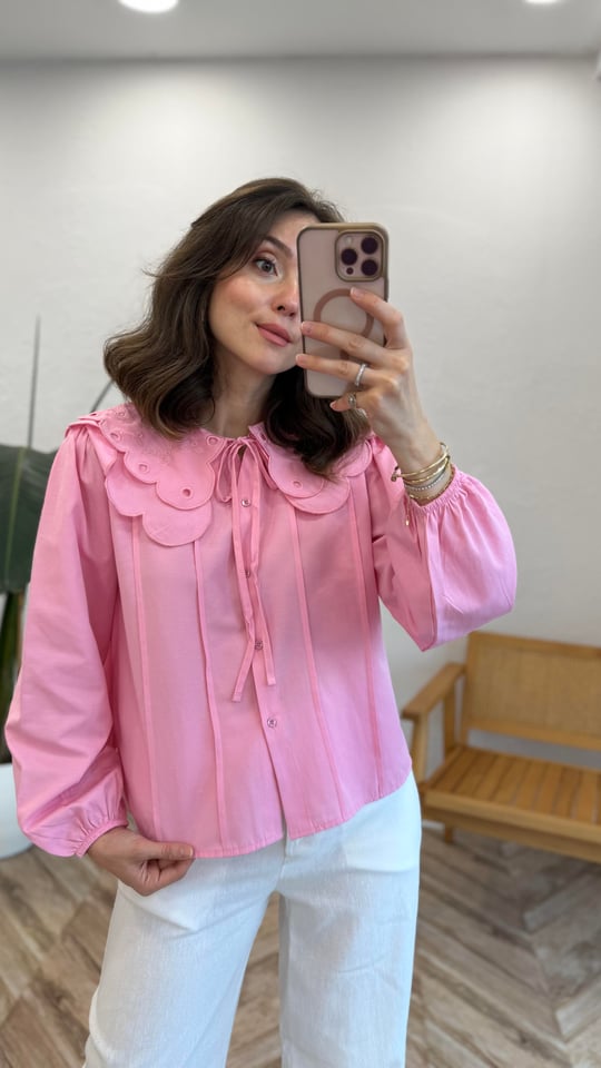 PEMBE 2975 NAKIŞ DTY GÖMLEK