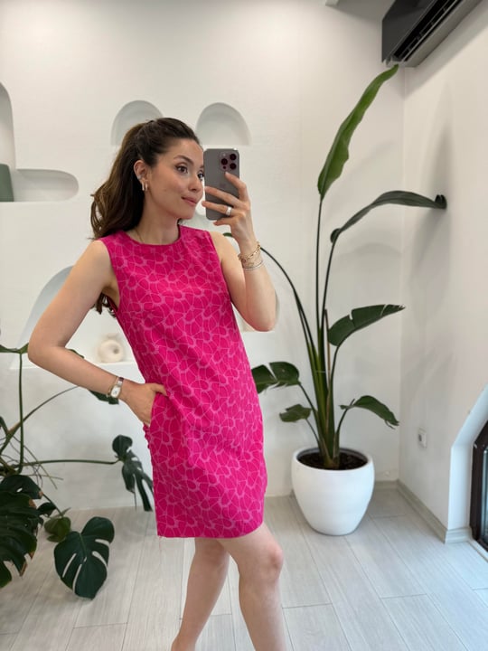 PEMBE 34794 FİSTOLU ELBİSE 