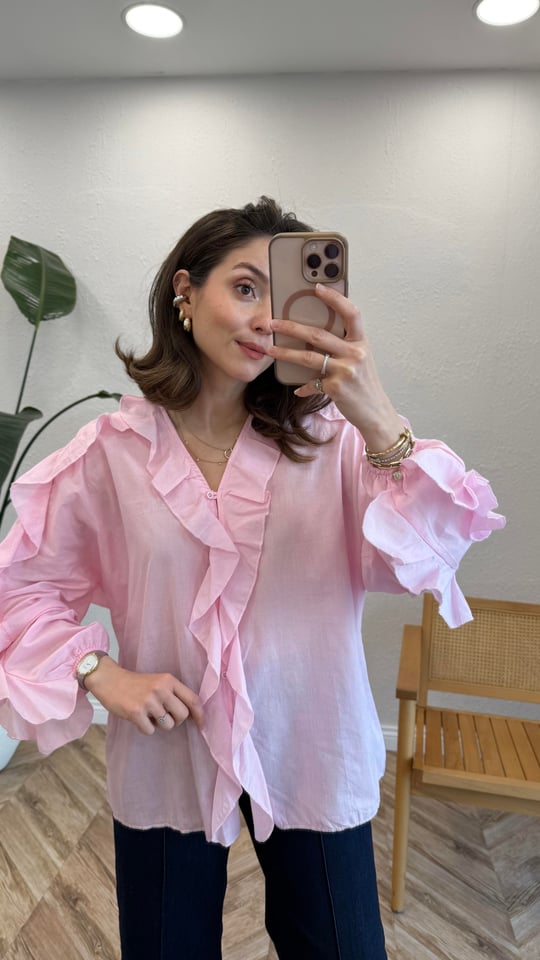 PEMBE 4091 PİLELİ GÖMLEK