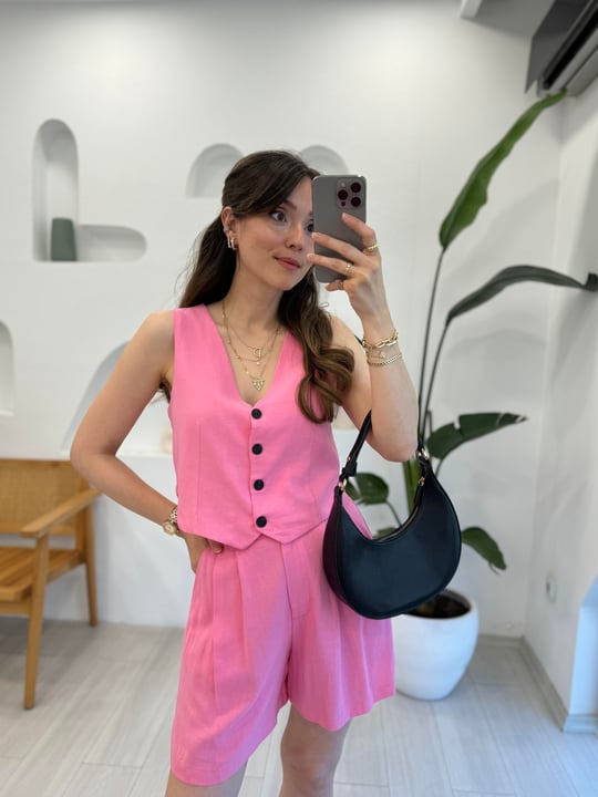 PEMBE 5388 KETEN YELEK 