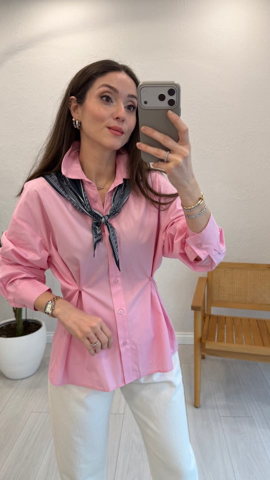 PEMBE 5803 ŞAL DETAY GÖMLEK 