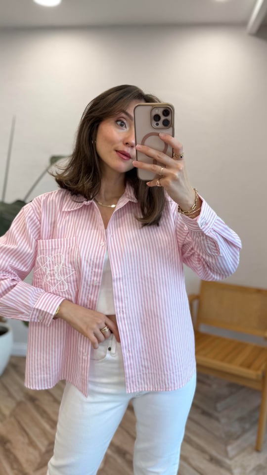 PEMBE 6146 CEP NAKIŞLI GÖMLEK 