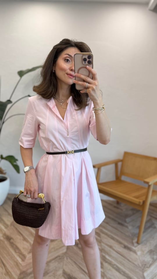PEMBE 6441 PİLELİ  ELBİSE 
