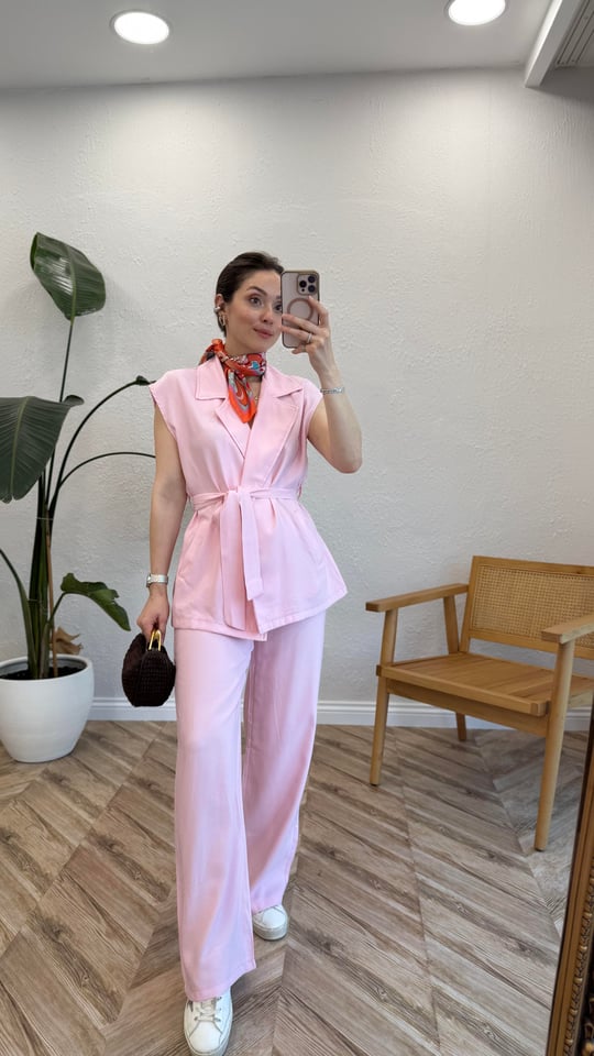 PEMBE 7123 KİMONO TAKIM 