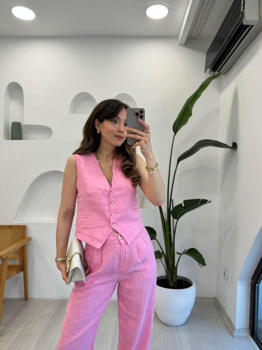 PEMBE 7156 YELEK PANTOLON TAKIM 