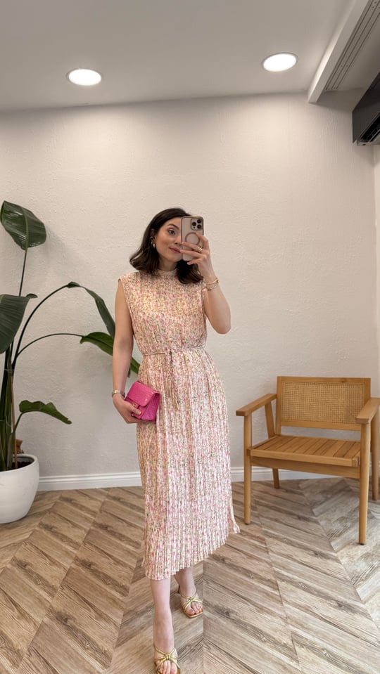 PEMBE  7278 ÇİÇEK DSN PİLİSE ELBİSE