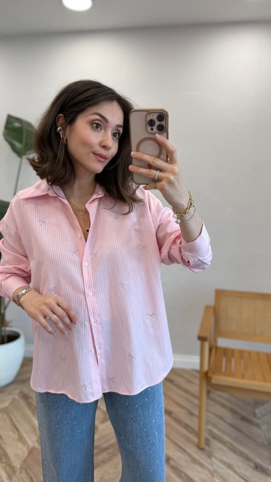 PEMBE 7970 ÇİZGİLİ GÖMLEK 