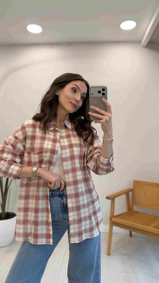 PEMBE 8062 EKOSE DESEN GÖMLEK
