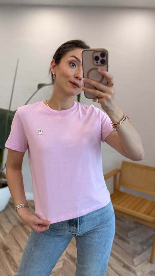 PEMBE 8178 KUZU DESEN TİŞÖRT