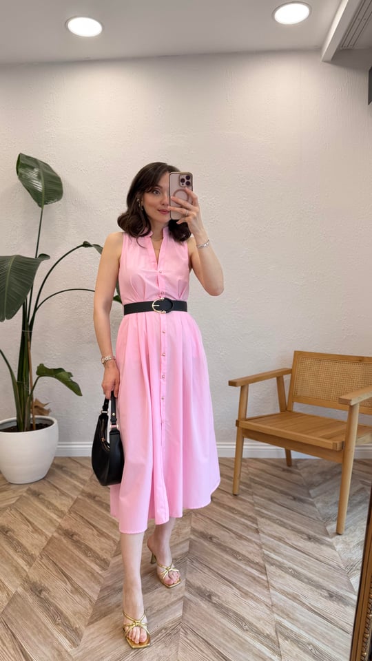 PEMBE 8211 POPLİN ELBİSE 