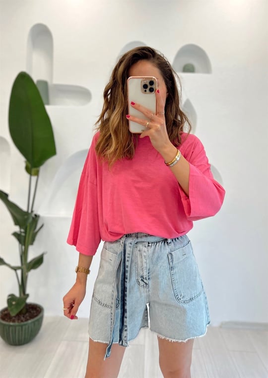 PEMBE BOYALI SALAŞ TSHIRT