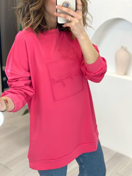 PEMBE GOFRE BASKILI SWEATSHIRT 