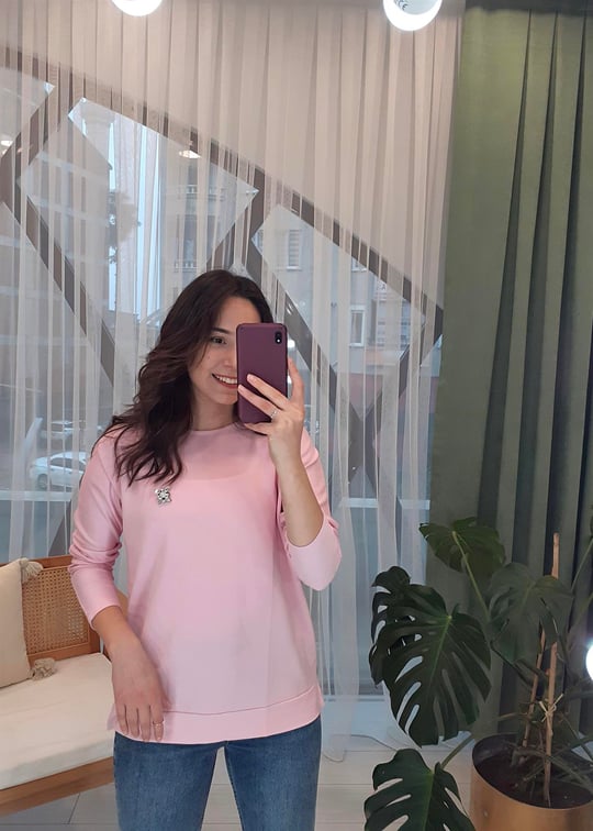 PEMBE İPEK PAMUK BLUZ 