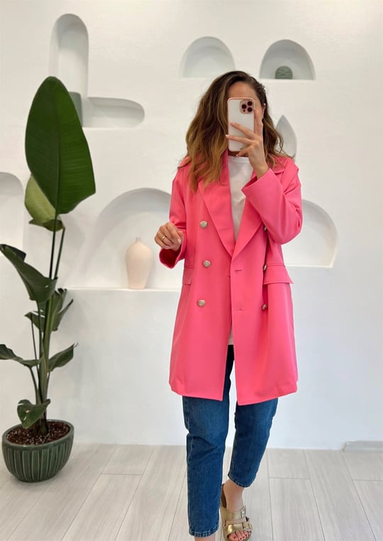 PEMBE OVERSİZE CEKET 