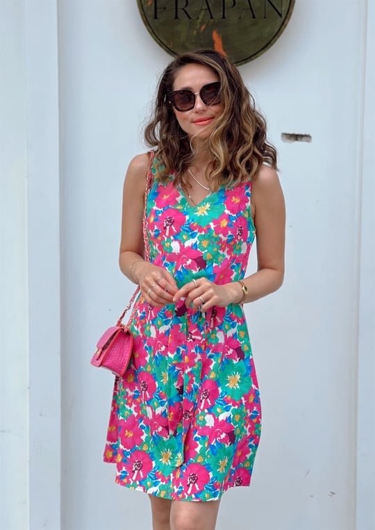 PEMBE SIFIR KOL ELBİSE