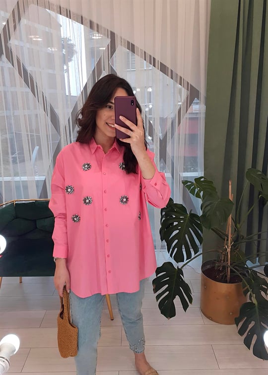 PEMBE TAŞLI GÖMLEK 