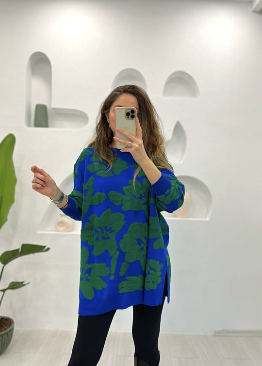 SAKS-BENETTON ÇİÇEK DESEN KAZAK