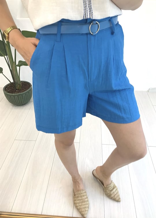 SAKS ÇİFT PİLİLİ KETEN ŞORT