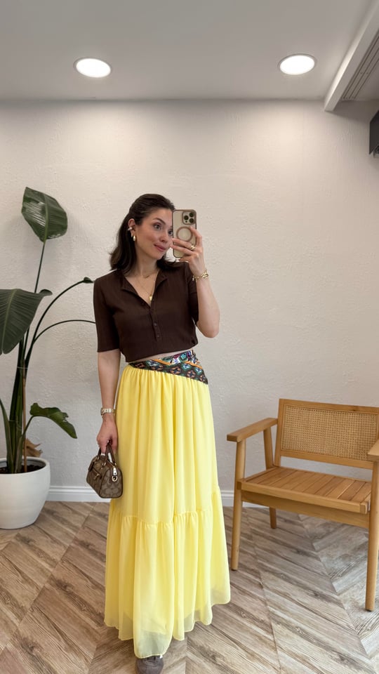SARI 4105 ŞİFON ETEK 