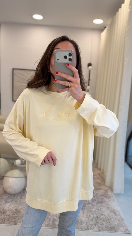 SARI 7523 BASKILI SWEATSHİRT 