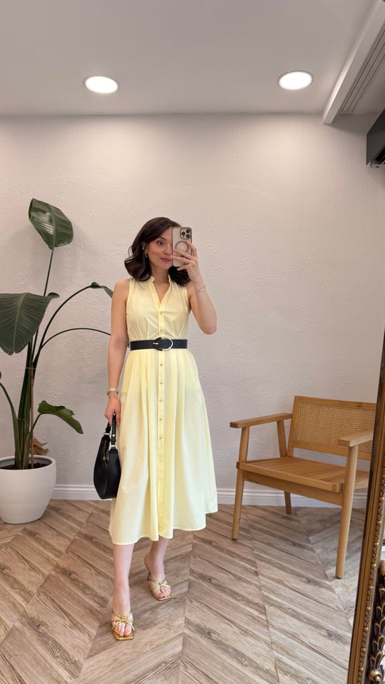SARI 8211 POPLİN ELBİSE 
