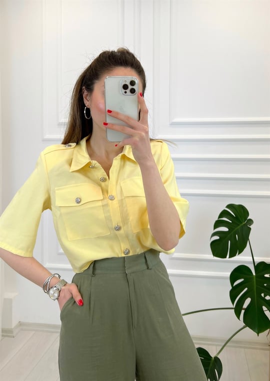 SARI DÜĞME DTY CROP