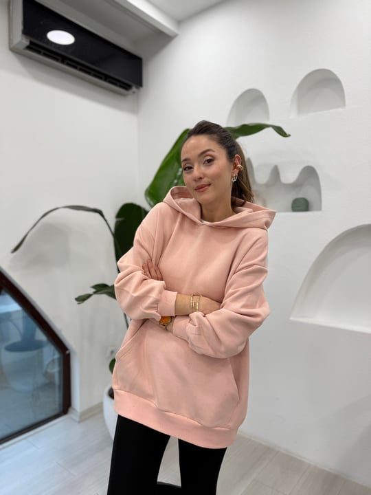 ŞEKER PEMBE 32109 KAPÜŞONLU SWEATSHİRT