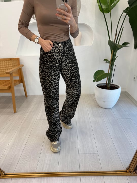 SİYAH 1530 STRAİGHT LEOPAR JEAN