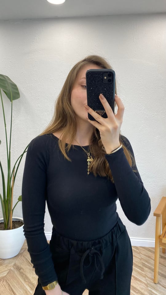 SİYAH 31332 KAYIK YAKA CROP 