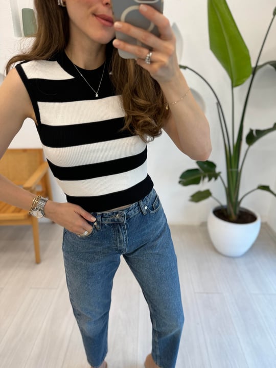 SİYAH 31722 ÇİZGİLİ CROP 