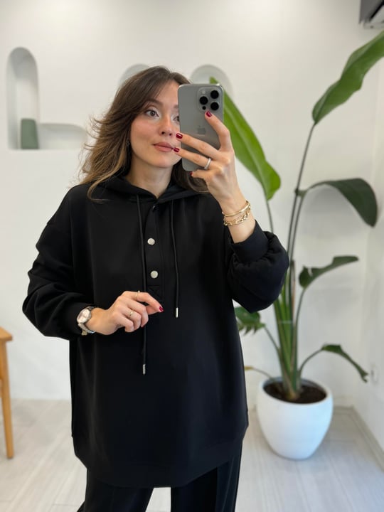 SİYAH 33651 ÇITÇIT DETAY SWEAT