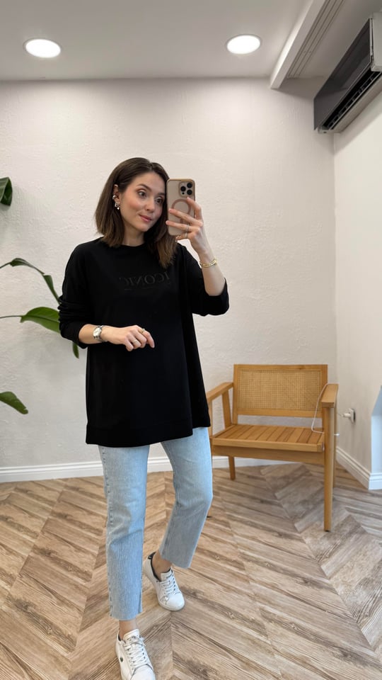 SİYAH 34297 BASKILI SWEAT