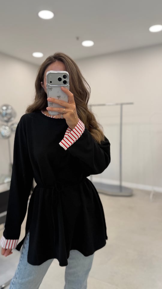 SİYAH 3521 GARNİLİ SWEAT