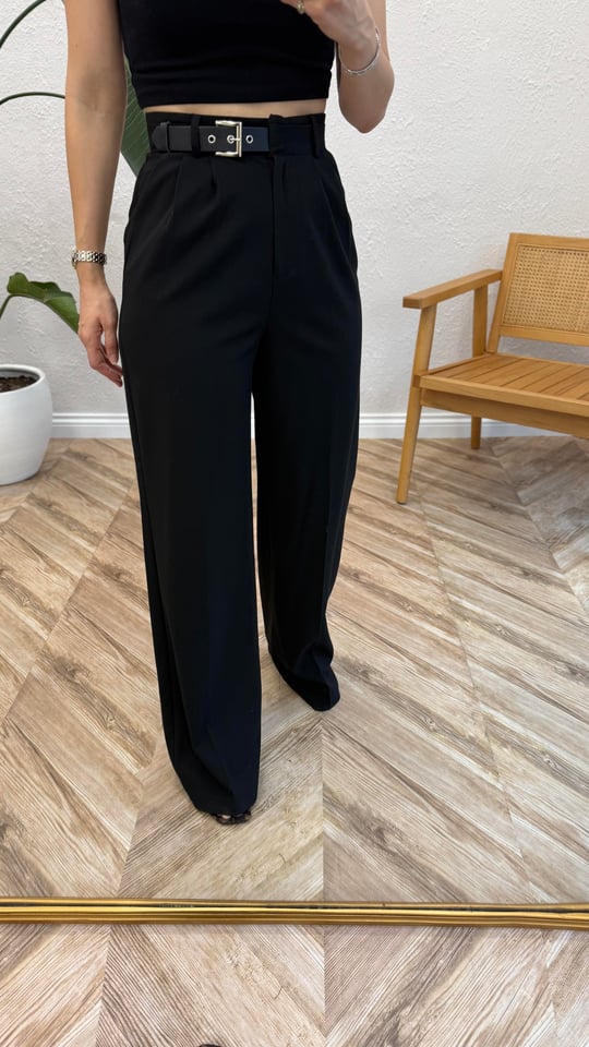 SİYAH 3765 KEMERLİ PANTOLON