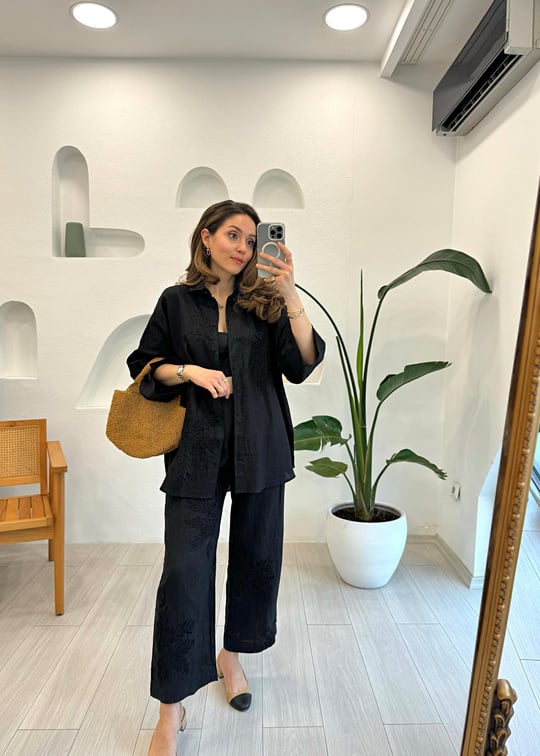 SİYAH 39387 KETEN PANTOLON