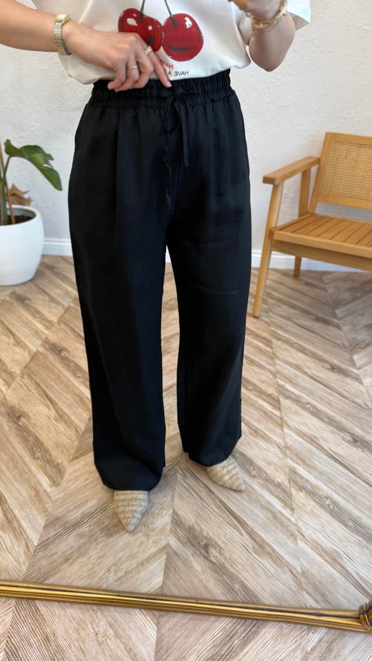 SİYAH 4088 KETEN PANTOLON 