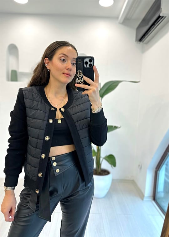 SİYAH 4129 CASUAL MİDİ BOMBER 