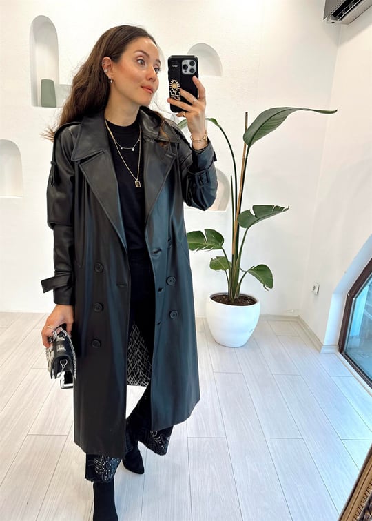 SİYAH 4237 STREET LEATHER TRENCH 