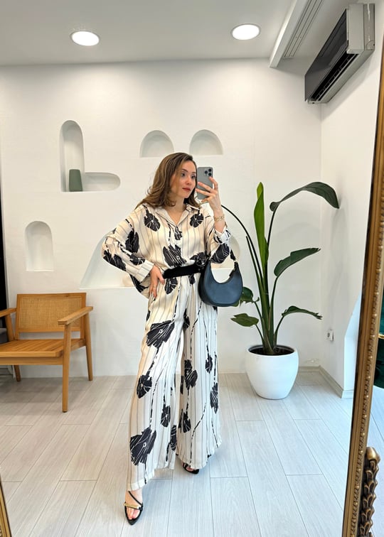 SİYAH 4948 ÇİÇEK DESEN PANTOLON