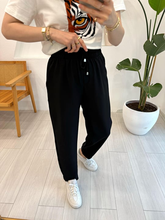 SİYAH 50958 LASTİKLİ PANTOLON