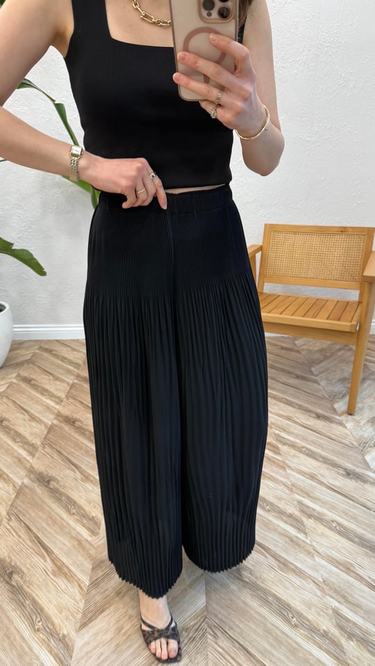 SİYAH 5359 PLİSE PANTOLON ETEK 