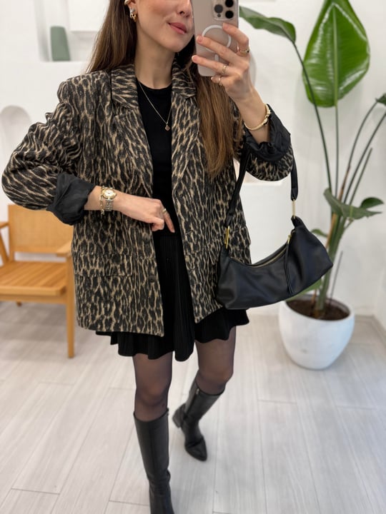 SİYAH 5537 LEOPAR BLAZER CEKET