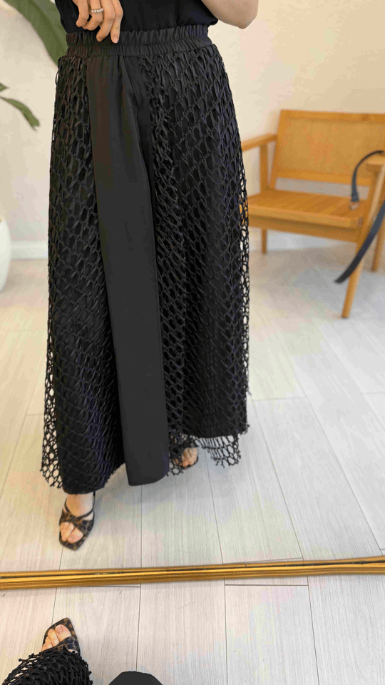 SİYAH 6319 FİLE DETAY PANTOLON 