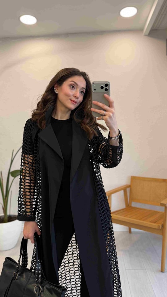 SİYAH 6828 FİLE ÖRGÜLÜ TRENÇKOT