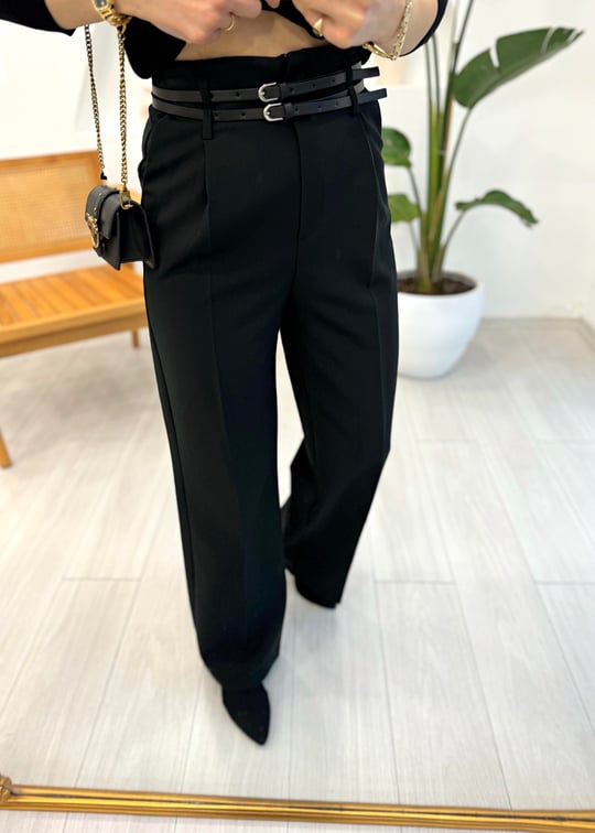 SİYAH 71245 KEMERLİ PANTOLON