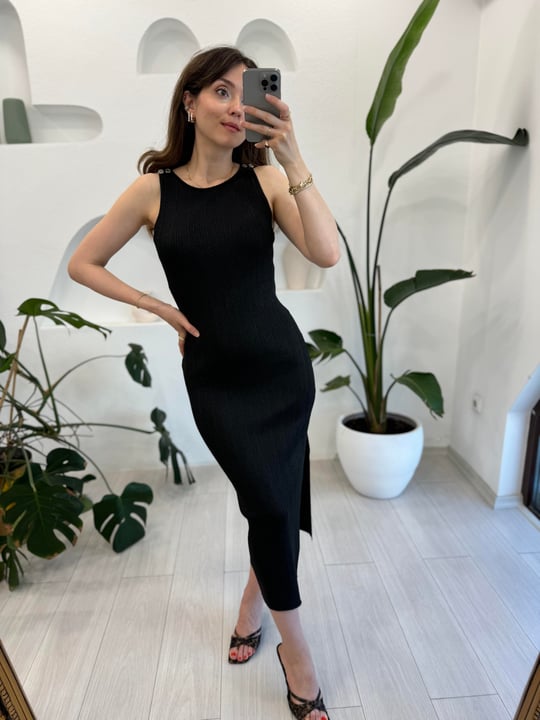 SİYAH 90203 TRİKO ELBİSE 