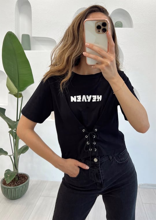 SİYAH BAĞCIKLI TSHIRT 