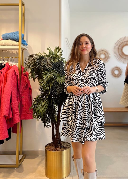 SİYAH ZEBRA DESEN  ELBİSE